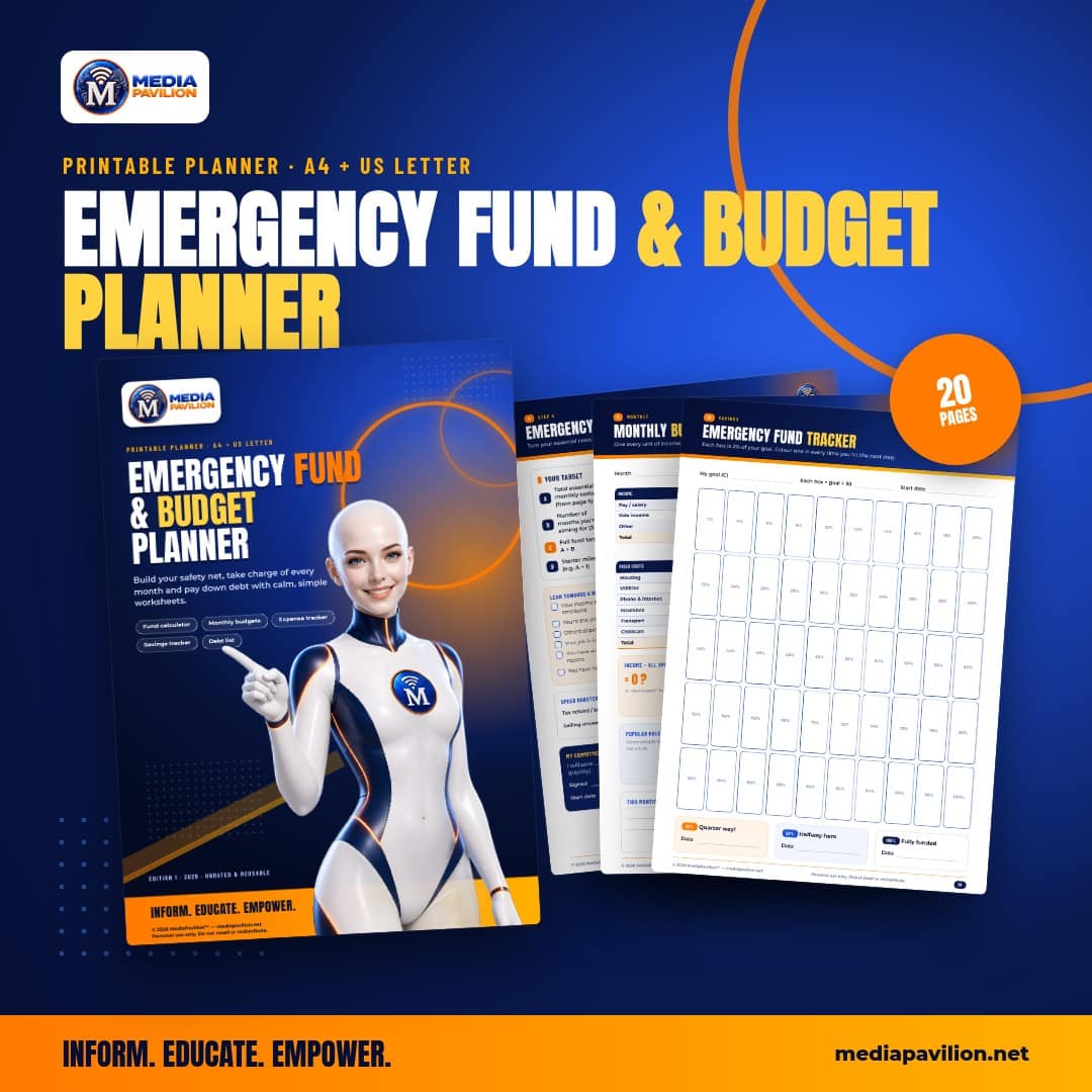 Emergency Fund & Budget Planner: cover, MediaPavilion printable