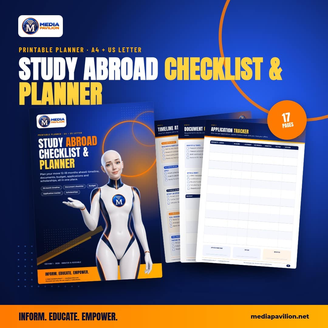 Study Abroad Checklist & Planner: cover, MediaPavilion printable