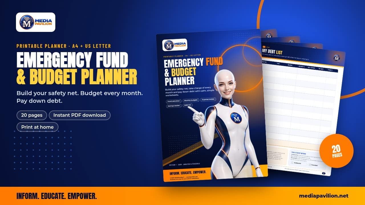 Emergency Fund & Budget Planner: mockup, MediaPavilion printable